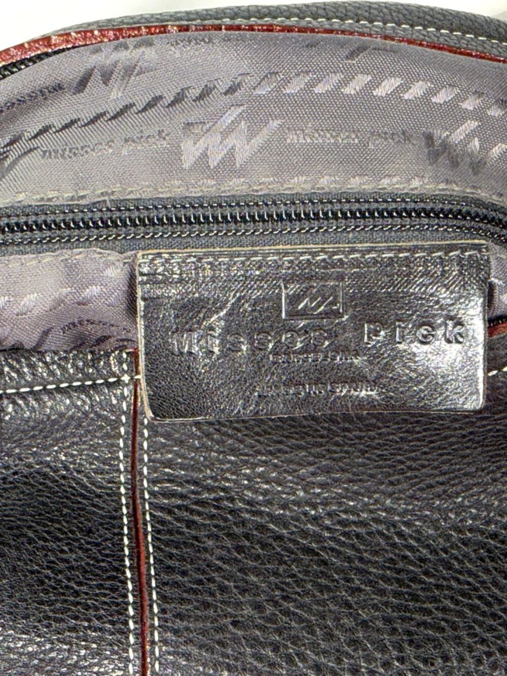 Misses Pick Spain Black Pebbled Leather Satchel Hobo Shoulder Bag Purse Large - Picture 15 of 16